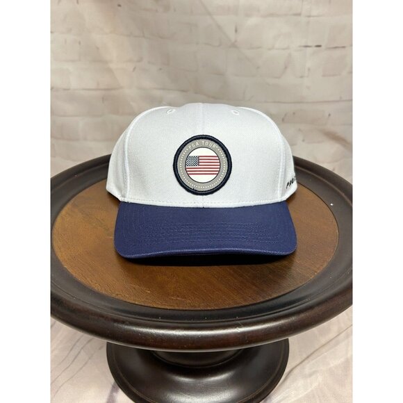 PGA Tour Pro Series Golf Hat Cap Bright White American Flag UPF Strap Back New - Picture 9 of 12